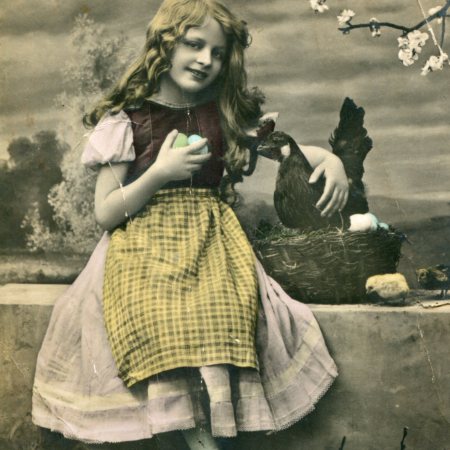 Girl with Easter Chicks